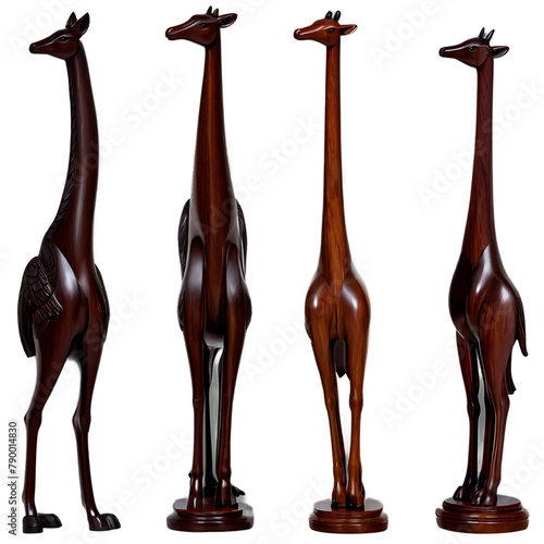 A collection of hand-carved mahogany animal figurines Transparent Background Images 