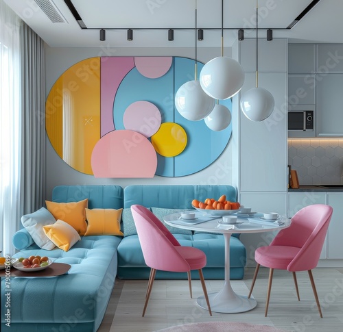 A Living Room With Furniture and Painting on Wall