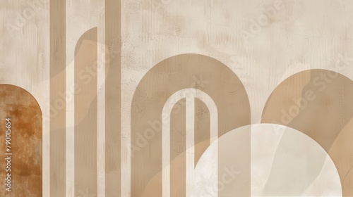 Beige Wallpaper With Circles and Lines