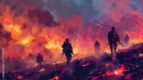 Abstract illustration of a battlefield
