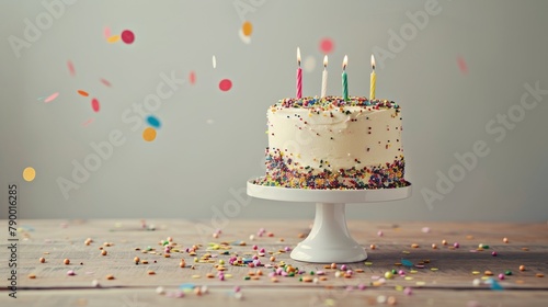 Birthday Cake With White Frosting and Sprinkles