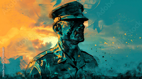Stylized illustration of a war veteran photo