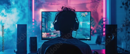 Person Wearing Headphones Watching TV
