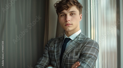 Man in Suit Leaning Against Wall