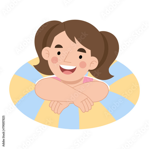 Little girl enjoying swimming vector illustration