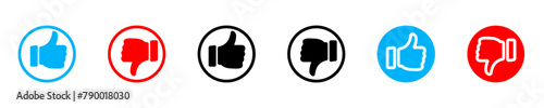 Blue Thumbs Up, Big Red Thumbs Down icon. I like or dislike the icons. Social media icon in linear and filled style
