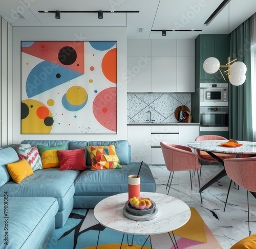 A Living Room With Furniture and Painting on Wall