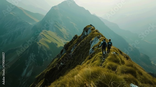 Group of People Standing on Top of a Mountain