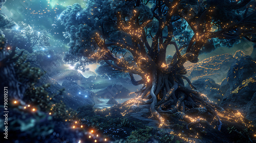 Abstract render of a magical fantasy tree