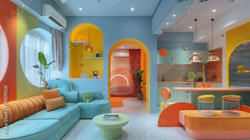 Colorful Living Room With Furniture