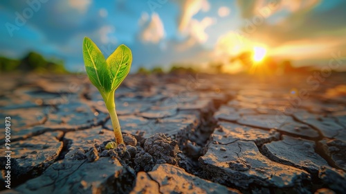 Plant Sprouting With Sun in Background