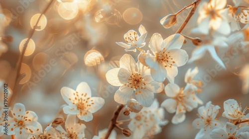 Close Up of White Flowers on Branch