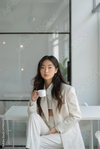 Woman Sitting on Floor Holding Cup