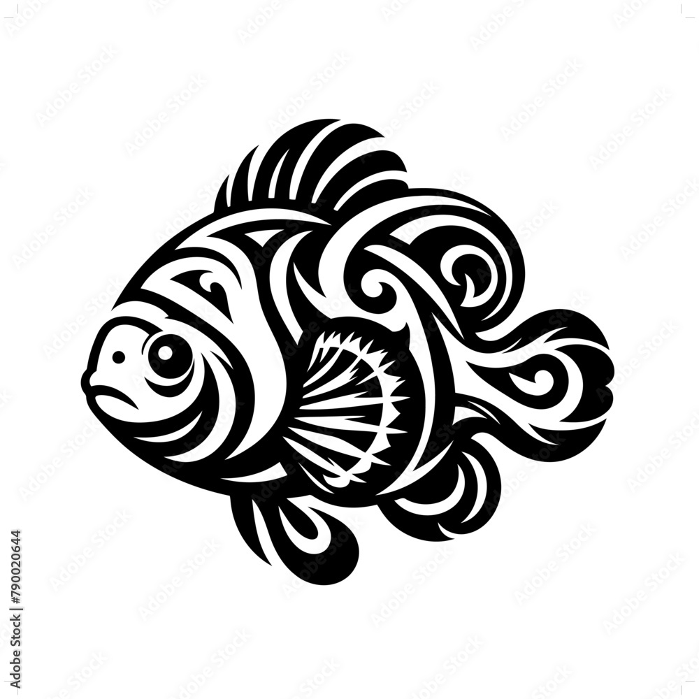 Clownfish in modern tribal tattoo, abstract line art of animals, minimalist contour. Vector Clownfish in modern tribal tattoo, abstract line art of animals, minimalist contour. Vector