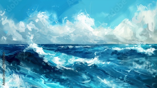 Ocean in painting with bold brush strokes