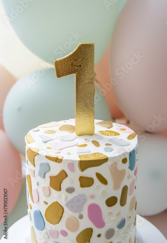 Birthday Cake With Gold Number One