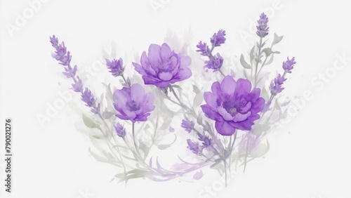 abstract watercolor lavender and other colorful followers on white background © Reazy Studio