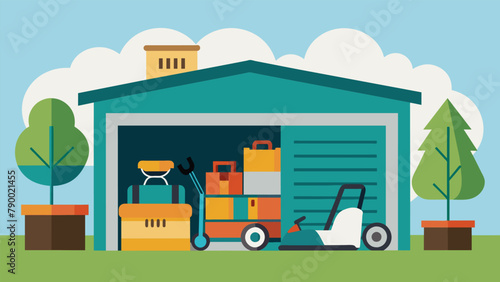 A shared storage space for larger more expensive tools such as lawnmowers and power washers allowing residents to save money and storage space.
