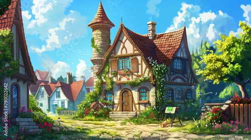An illustration of the small medieval fantasy garden house
