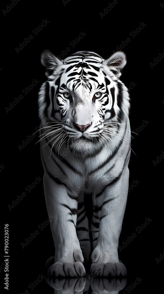 White tiger on black background White tiger on black background