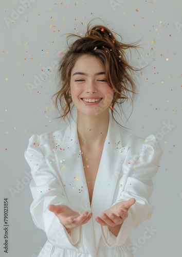 Woman Wearing White Robe Smiling