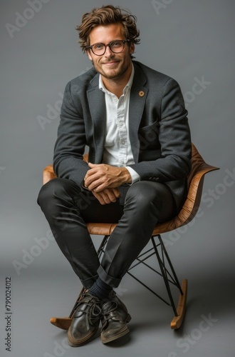 Man in Suit Sitting on Chair