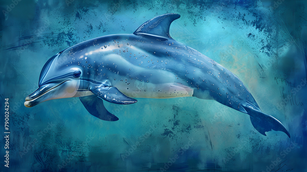 Fototapeta premium A dolphin in a shiny wetsuit. radiating agility with its sleek body and playful demeanor