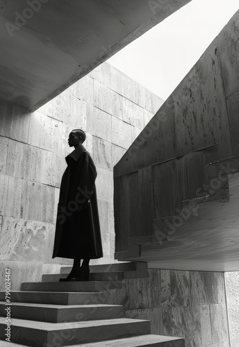 Person Standing on Stairs