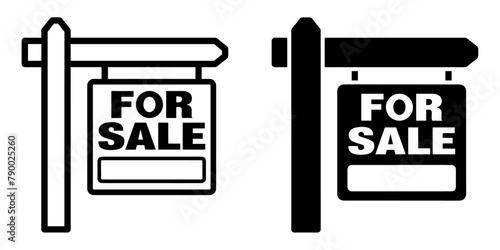 ofvs583 OutlineFilledVectorSign ofvs - for sale vector icon . real estate sign . isolated transparent . black outline filled version . AI 10 / EPS 10 . g11926
