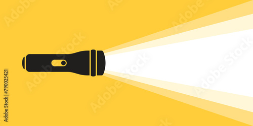 Flashlight icon in flat style. Electric lamp vector illustration on isolated background. Pocket lantern sign business concept.