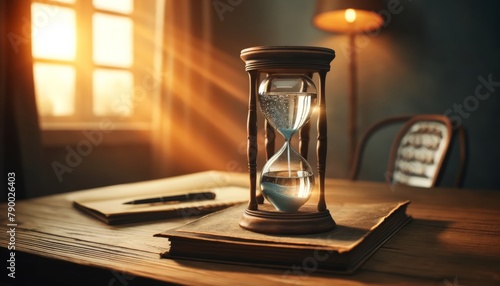 Hourglass with water instead of sand, time is passing