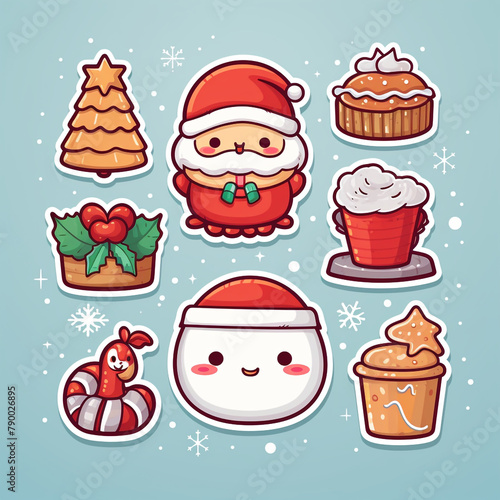 holiday christmas sweet cute stickers   reated with Generative Ai