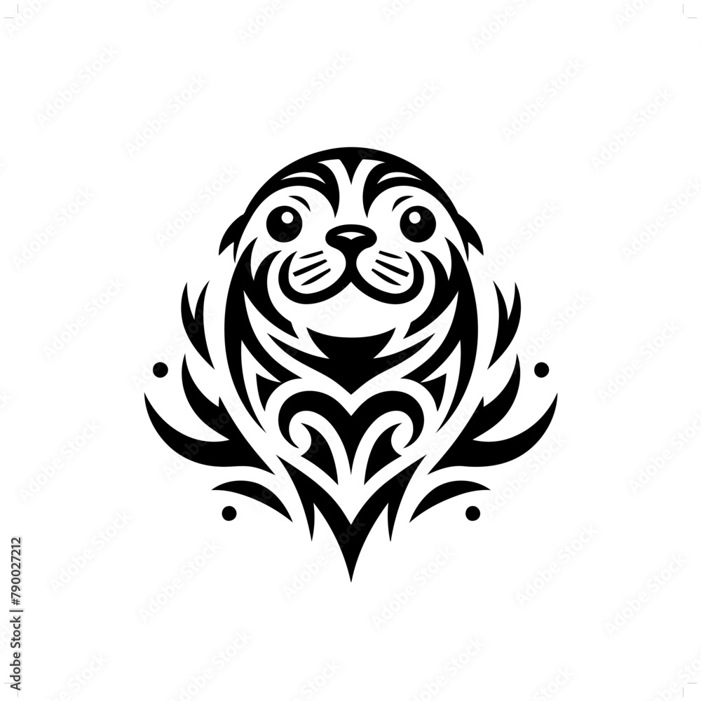seal; sealion in modern tribal tattoo, abstract line art of animals, minimalist contour. Vector seal; sealion in modern tribal tattoo, abstract line art of animals, minimalist contour. Vector