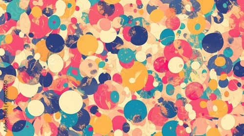 Background with a textured design featuring colorful circle patterns