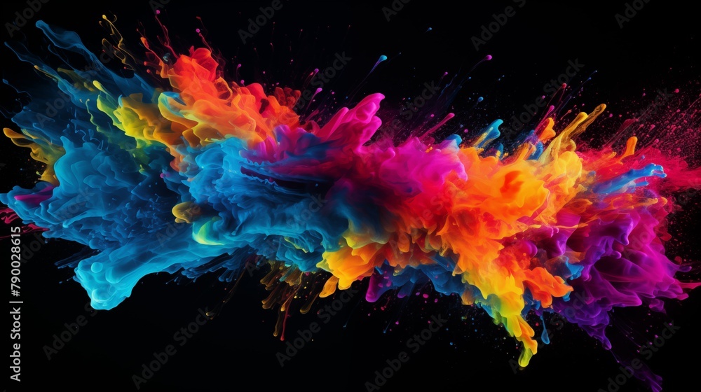 Abstract Illustration of a Color Explosion on a Black Background Abstract Illustration of a Color Explosion on a Black Background