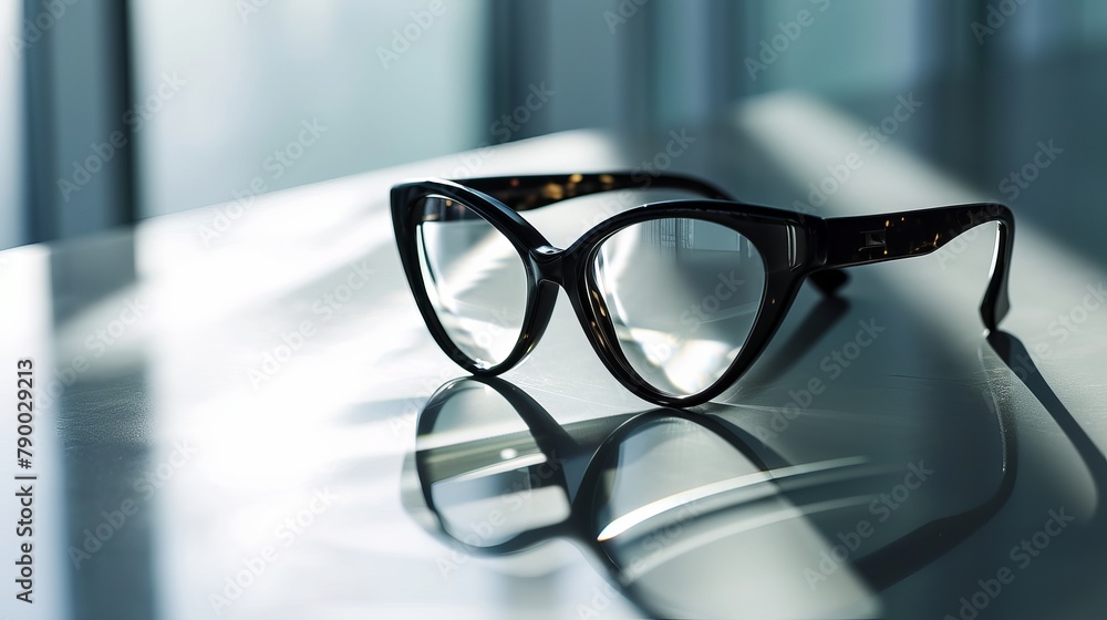 Stylish Cat-Eye Glasses on Modern Desk