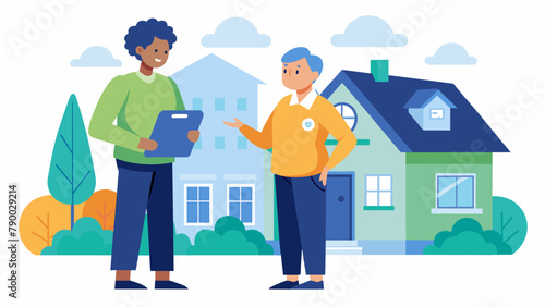 A resident conducting a home safety evaluation with the help of a certified Neighborhood Watch member.
