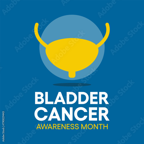Bladder cancer awareness month observed each year in May, it is where a growth of abnormal tissue, known as a tumor, develops in the bladder lining. Vector illustration.