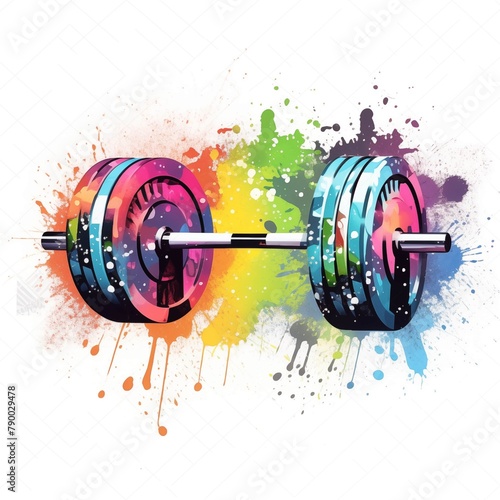 Abstract colorful illustration of a barbell on a white background