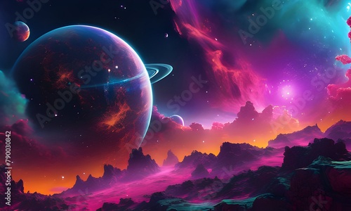 planet in space colorful abstract background