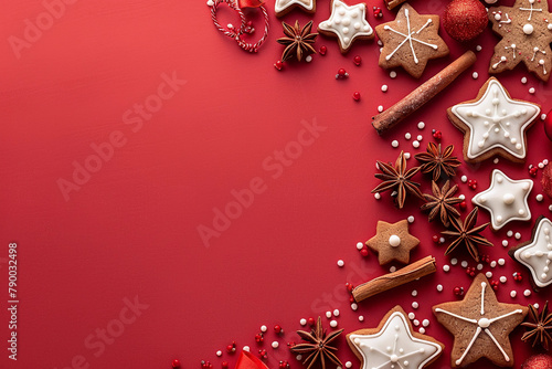 New Year's Gift Card, Happy New Year and Christmas. On red background