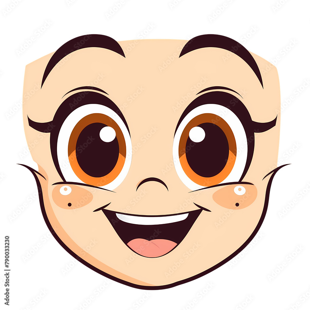 Smiling amazed happy face smiley face emoji in vector style in orange and pink pastel colors, clip art, without background Smiling amazed happy face smiley face emoji in vector style in orange and pink pastel colors, clip art, without background