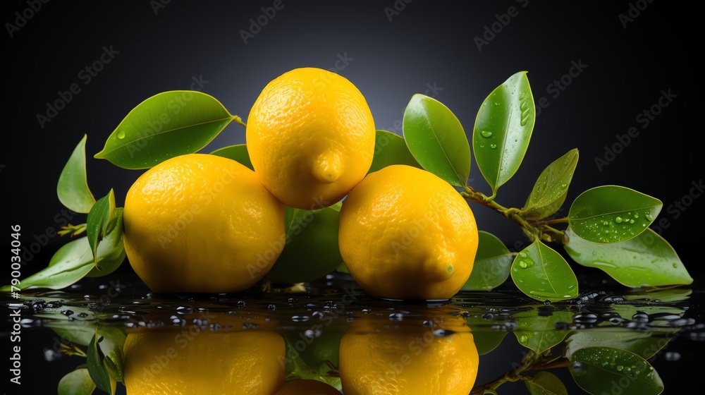 Minimalist commercial image of a single lemon placed on a stark, matte black background, highlighting its bold color and simplicity, perfect for modern kitchenware ads