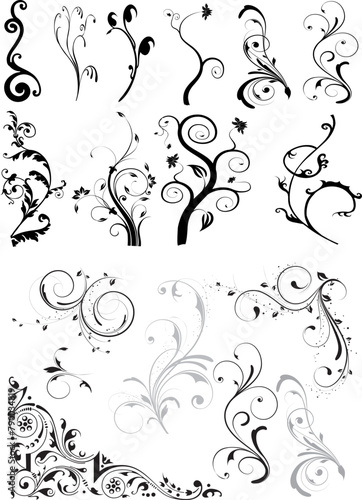 vector corners and floral pattern