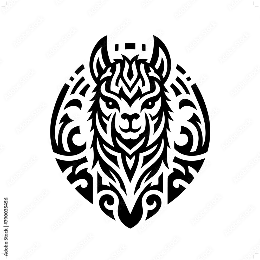 Llama; alpaca in modern tribal tattoo, abstract line art of animals, minimalist contour. Vector Llama; alpaca in modern tribal tattoo, abstract line art of animals, minimalist contour. Vector