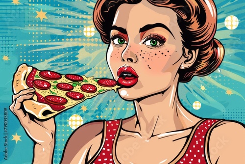 Retro-styled woman biting s...