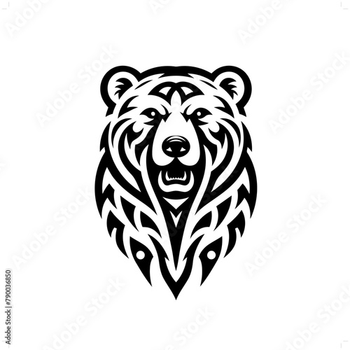 Polar bear in modern tribal tattoo, abstract line art of animals, minimalist contour. Vector