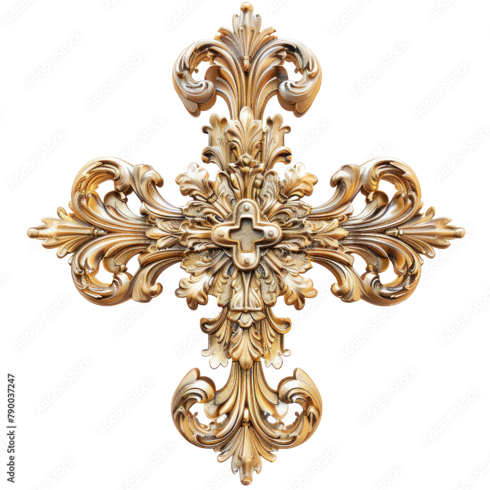 Cross of Baroque Art isolated on transparent png.
Cross of Baroque Art isolated on transparent png.