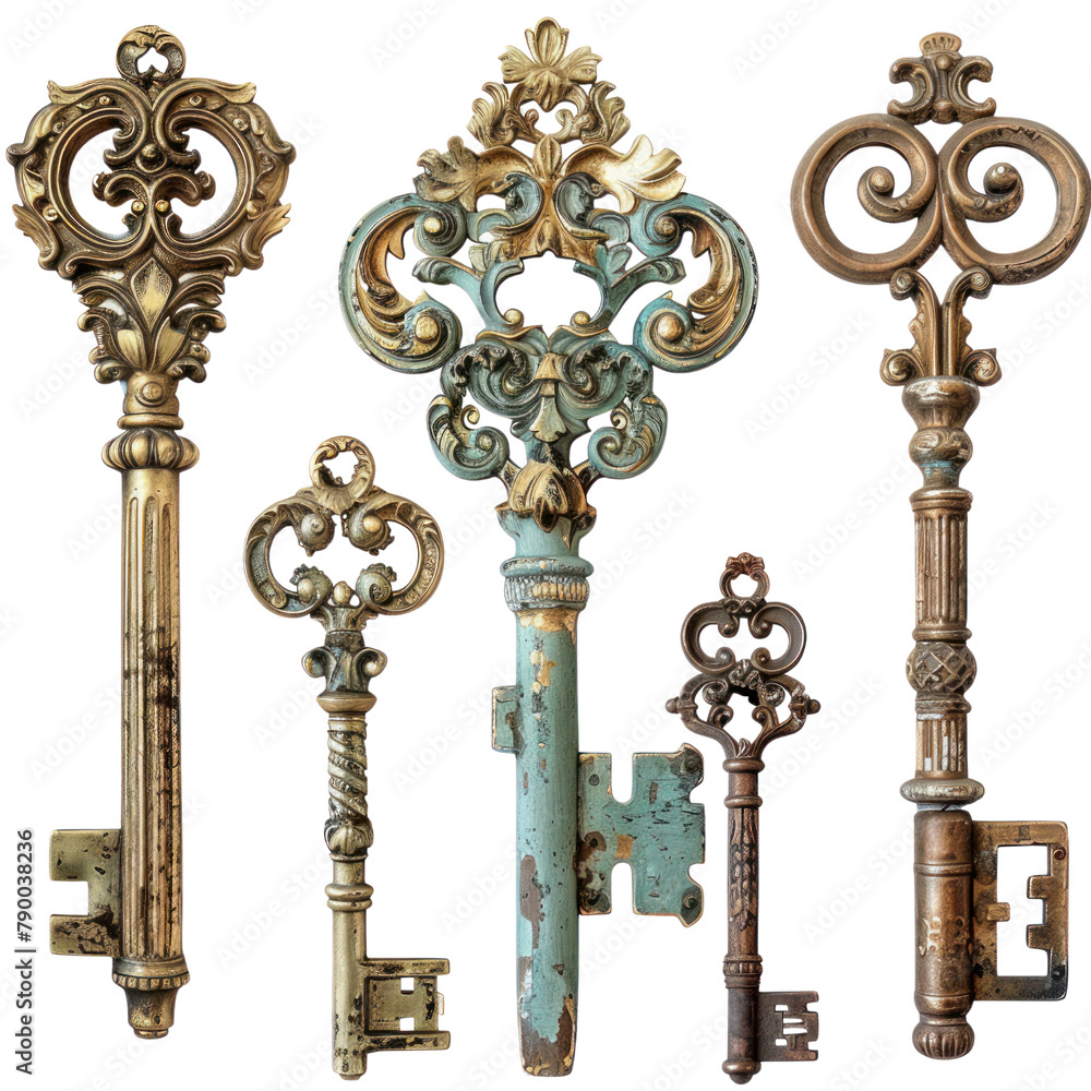 Keys of Baroque Art isolated on transparent png. Keys of Baroque Art isolated on transparent png.