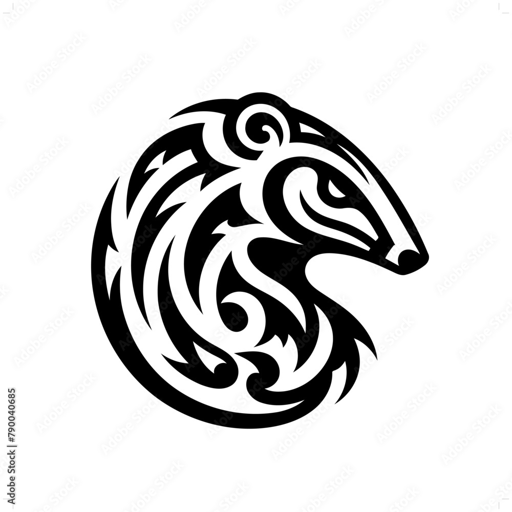 Anteater in modern tribal tattoo, abstract line art of animals, minimalist contour. Vector Anteater in modern tribal tattoo, abstract line art of animals, minimalist contour. Vector